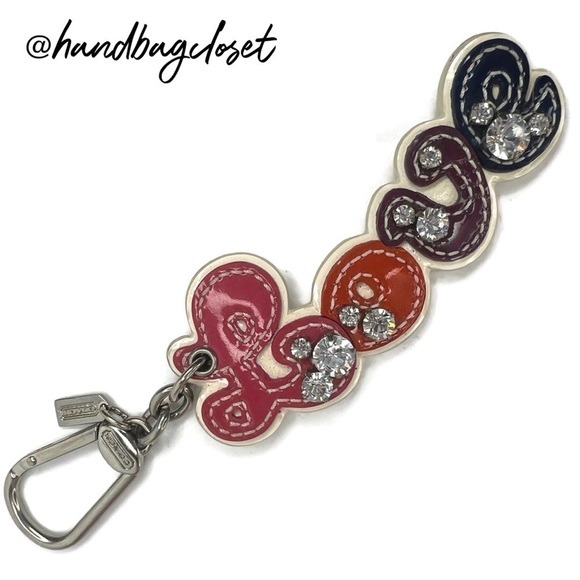 COACH Rhinestone Script Pop Love Charm Purse Charm Keychain Key Chain 92750 - Picture 4 of 8
